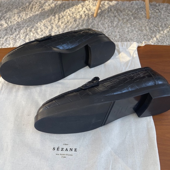 Sezane Andrea Loafers - Black Crocodile Print - Like New - 10 - Picture 2 of 5